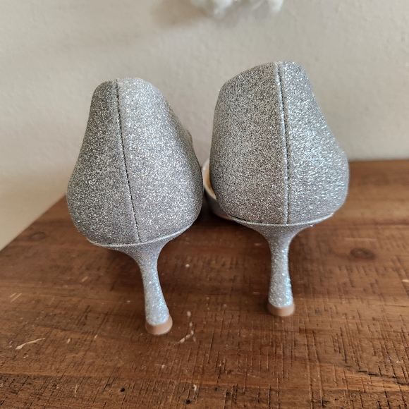 Badgley Mischka Silver Fabia Embellished Pointed Toe Pump Size 8.5 - Picture 8 of 14